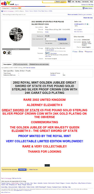 mickblueyes0-4 eBay Listings Using Both of 2002 Alderney Silver Proof Crown Images